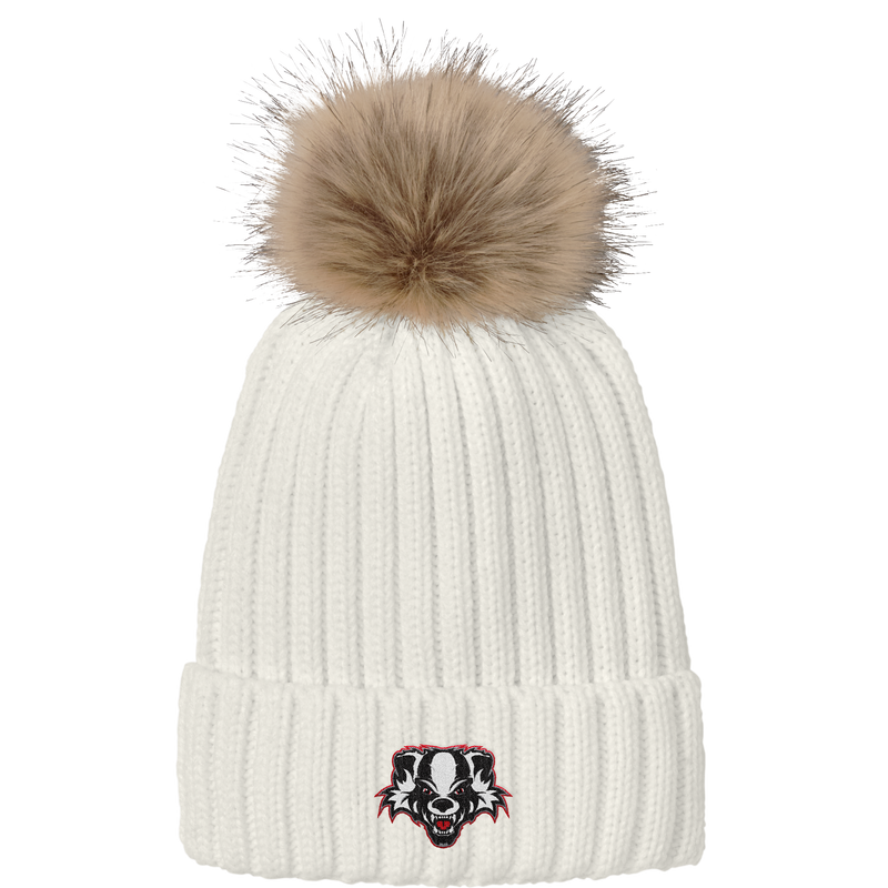Scary Badgers Faux Fur Pom Beanie